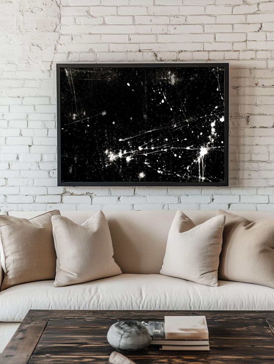 Black Splatter Abstract Poster. — room view 1