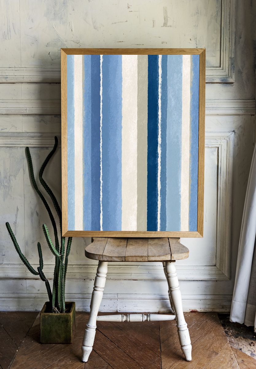 Blue Striped Abstract Poster room preview