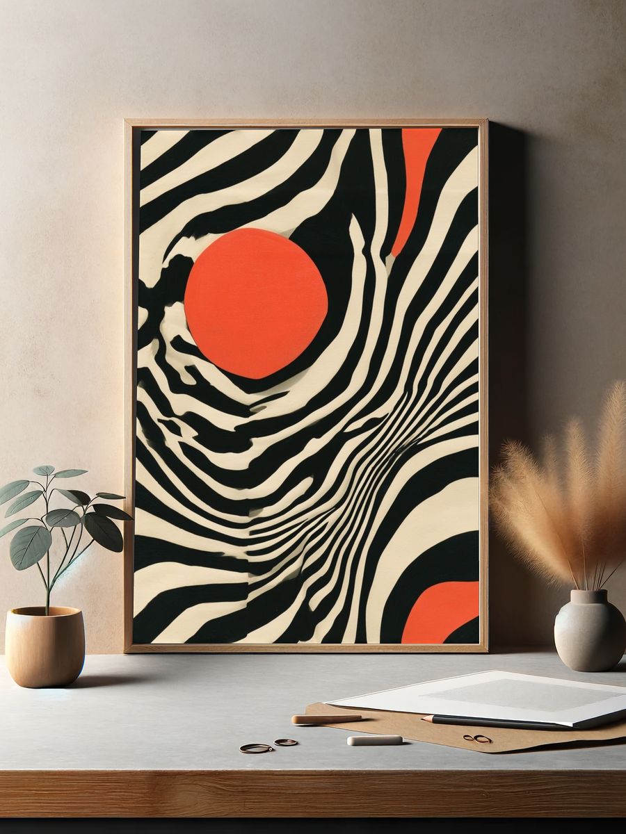 Zebra Sun Abstract Poster. — room view 2