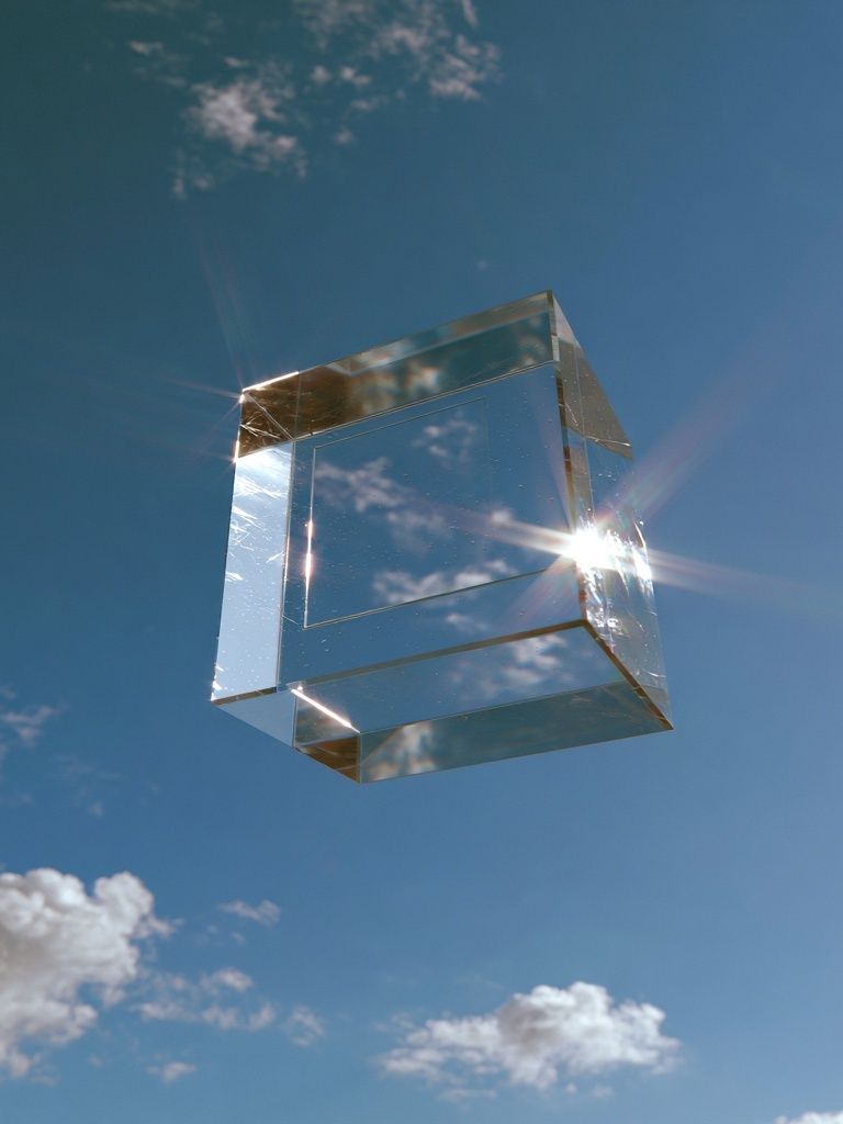 Floating Glass Cube Abstract Poster. poster — abstract art