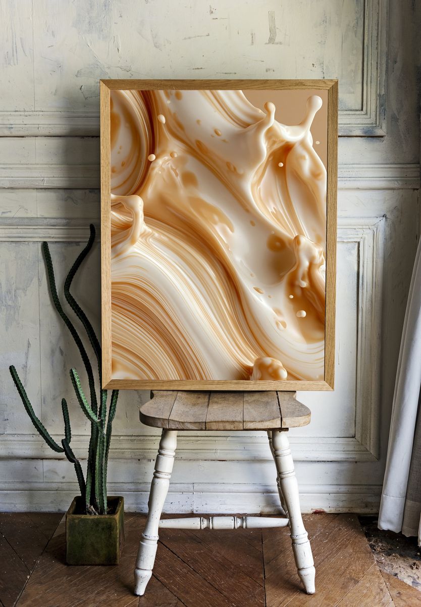 Cream Swirl Abstract Poster. — room view 1