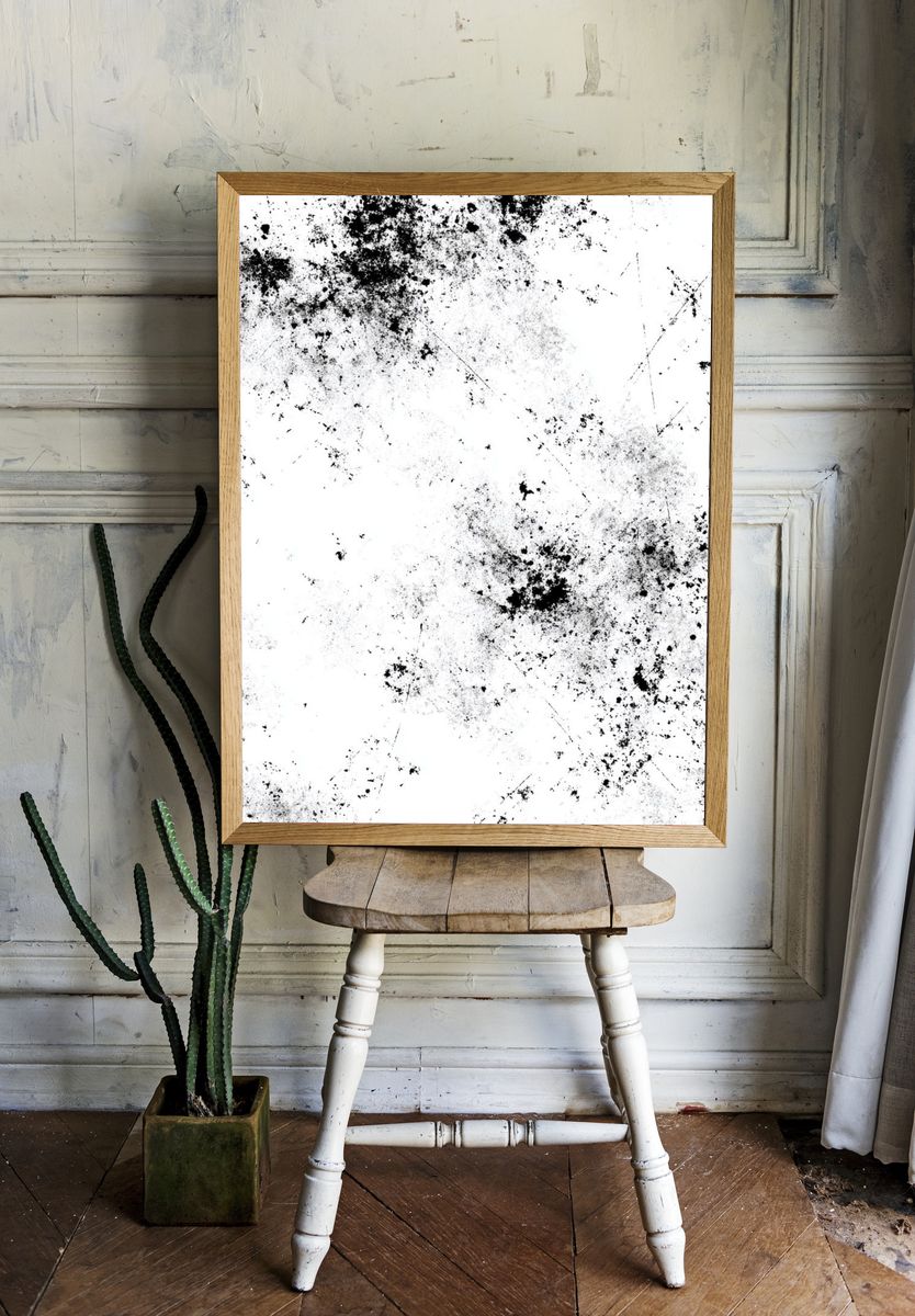 Ink Splatter Black-White Poster. room preview