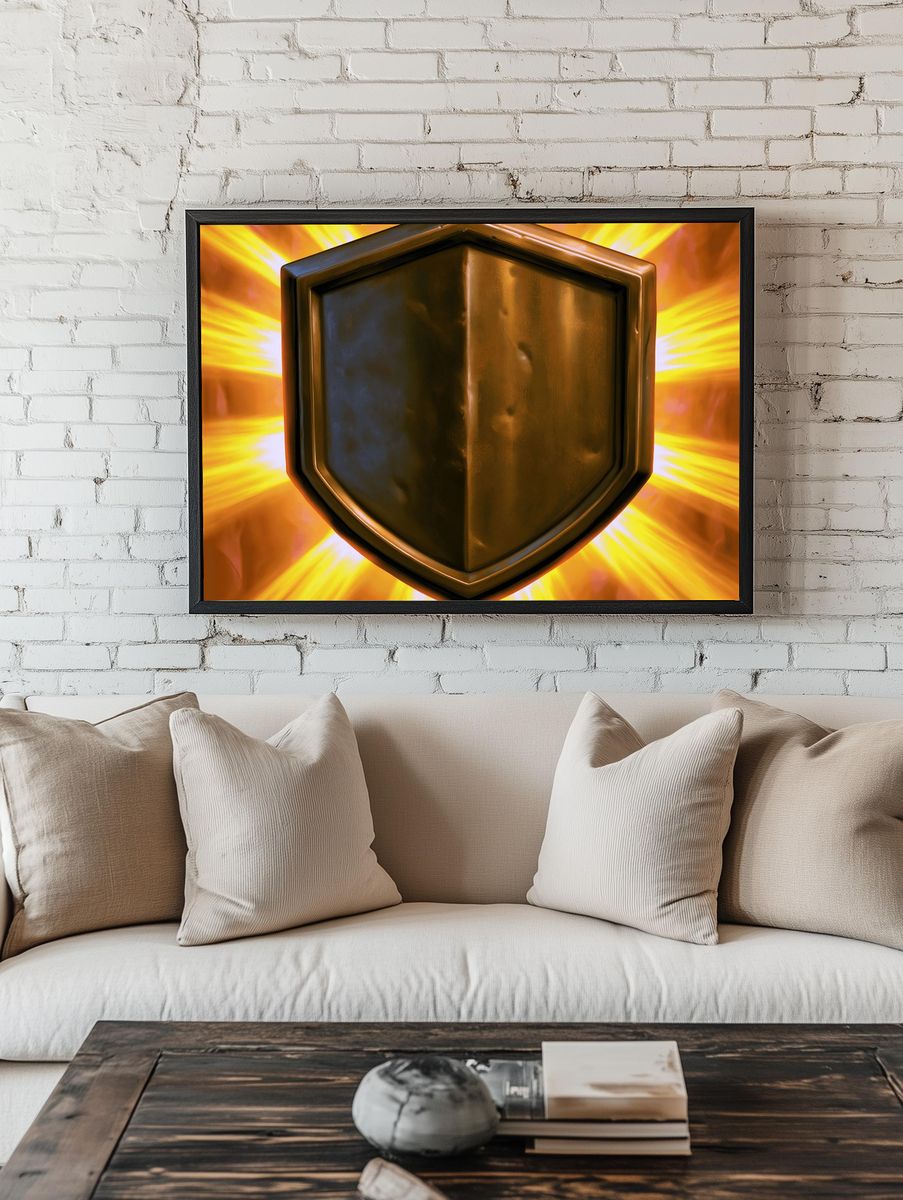 Golden Shield Emblem Abstract Poster. — room view 1