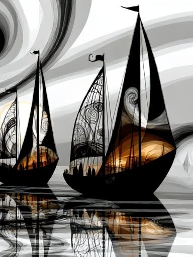 Abstract Sailboats Seascape Poster. poster — abstract art