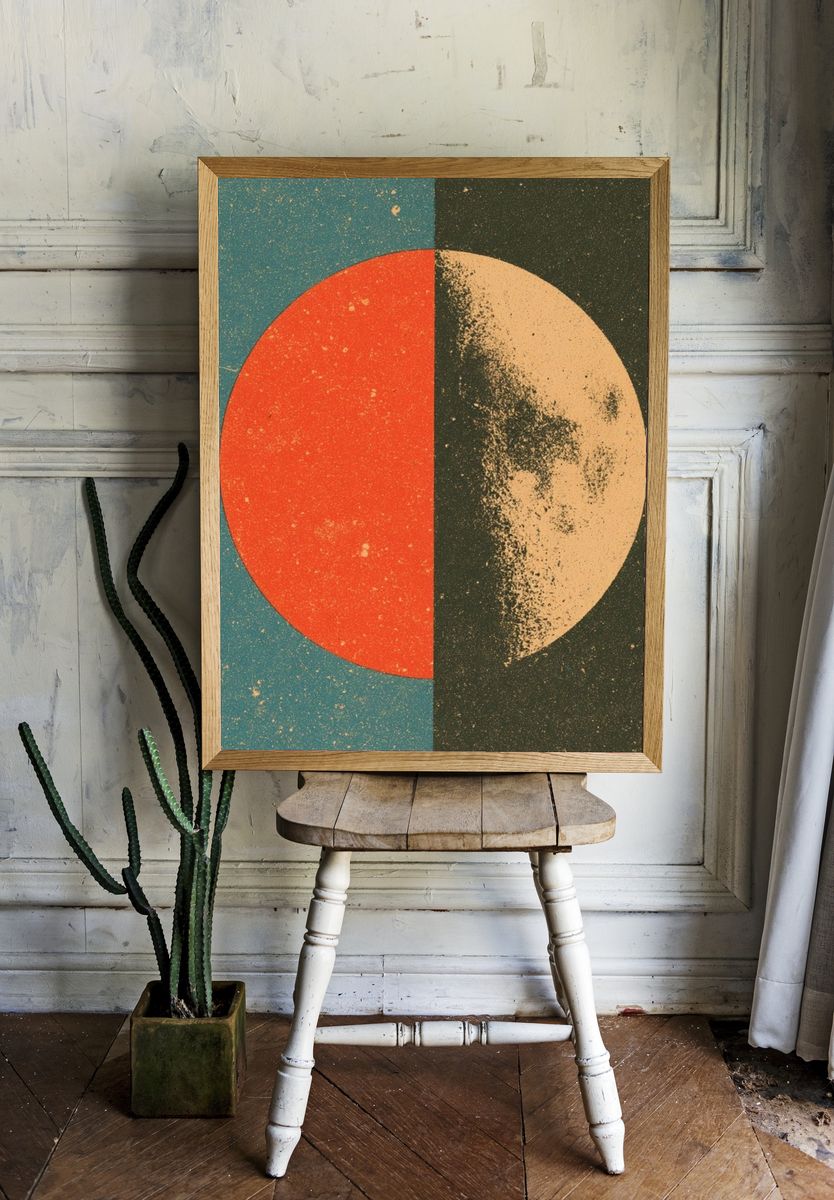 Split Moon Abstract Poster. — room view 1