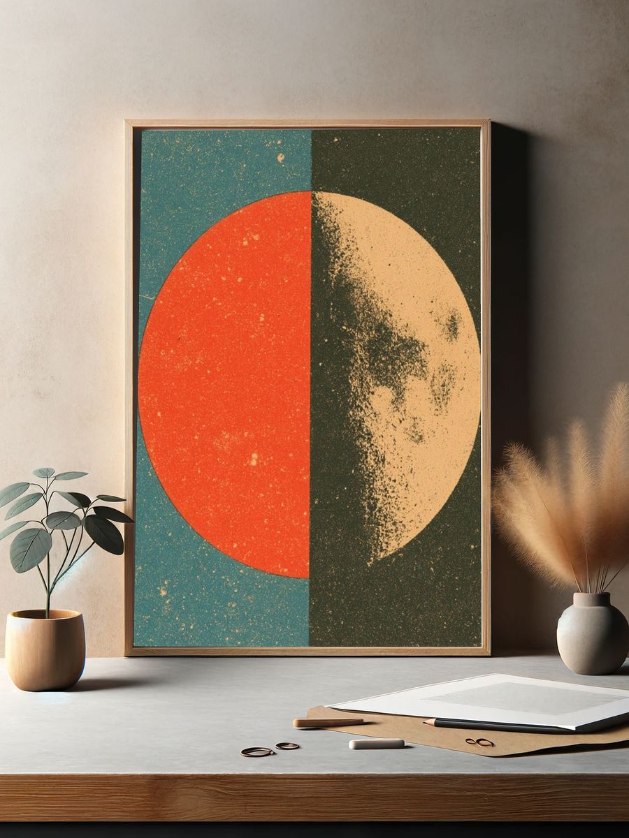 Split Moon Abstract Poster. — room view 2
