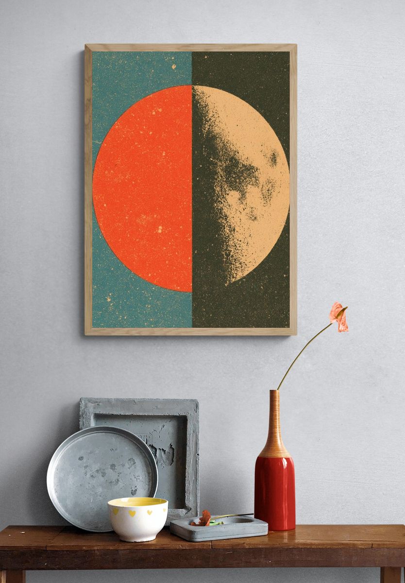 Split Moon Abstract Poster. — room view 3