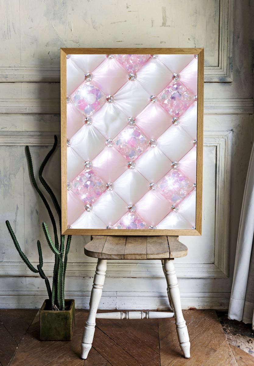 Pink Crystal Tufted Abstract Poster. — room view 1