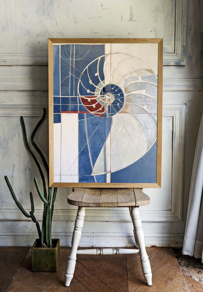 Nautilus Spiral Abstract Poster. — room view 1