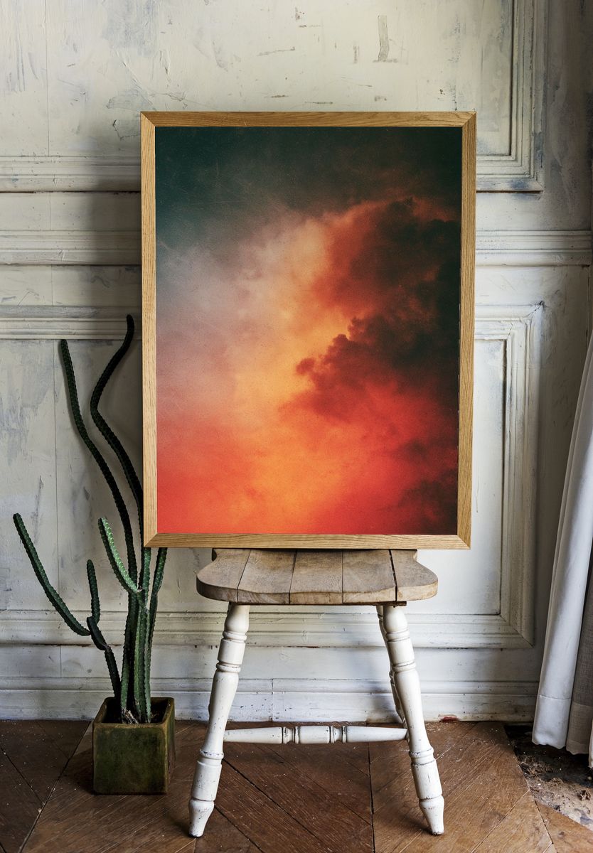 Ember Cloudscape Abstract Poster. room preview