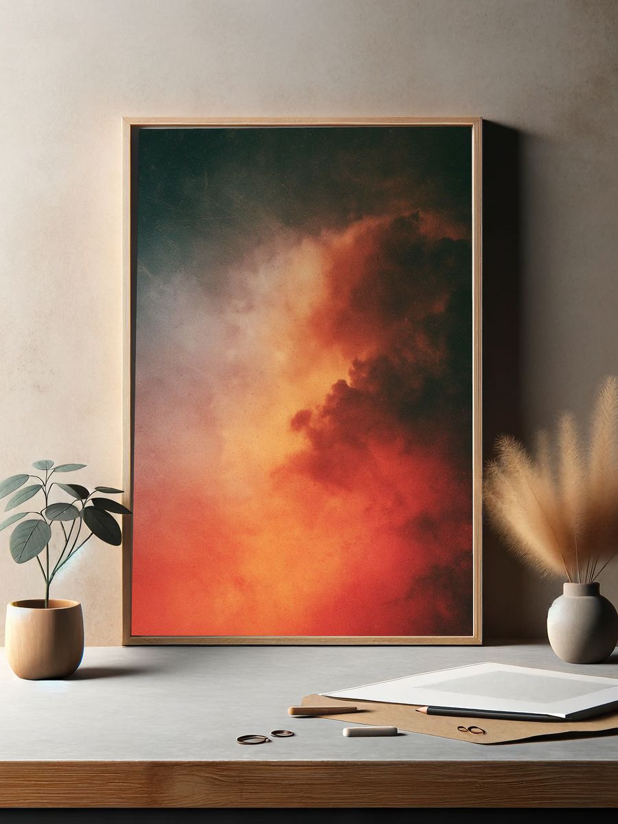Ember Cloudscape Abstract Poster. — room view 2