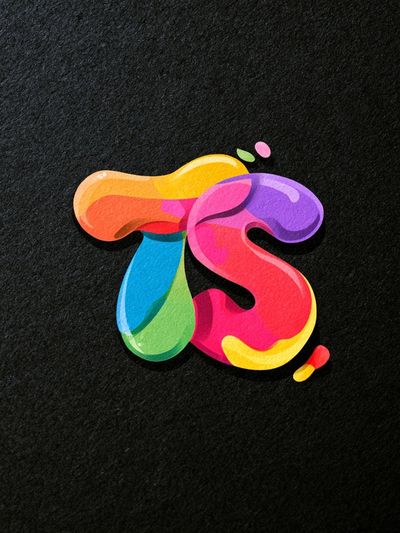 Colorful Liquid Monogram T Poster. poster