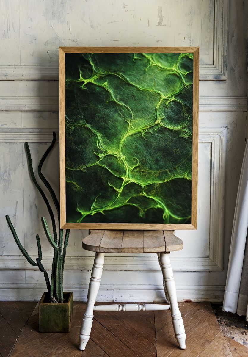 Emerald Veins Abstract Poster. room preview