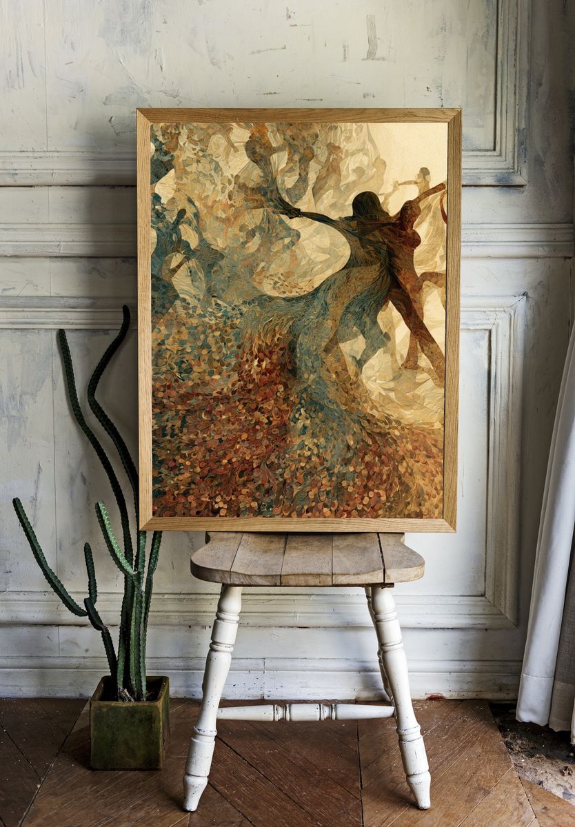 Dancing Figures Abstract Print. room preview