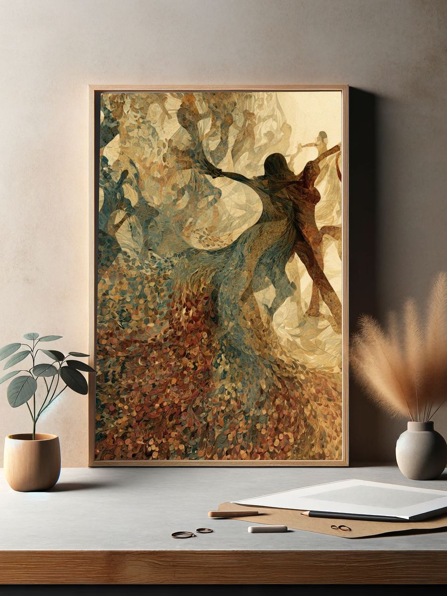 Dancing Figures Abstract Print. — room view 2