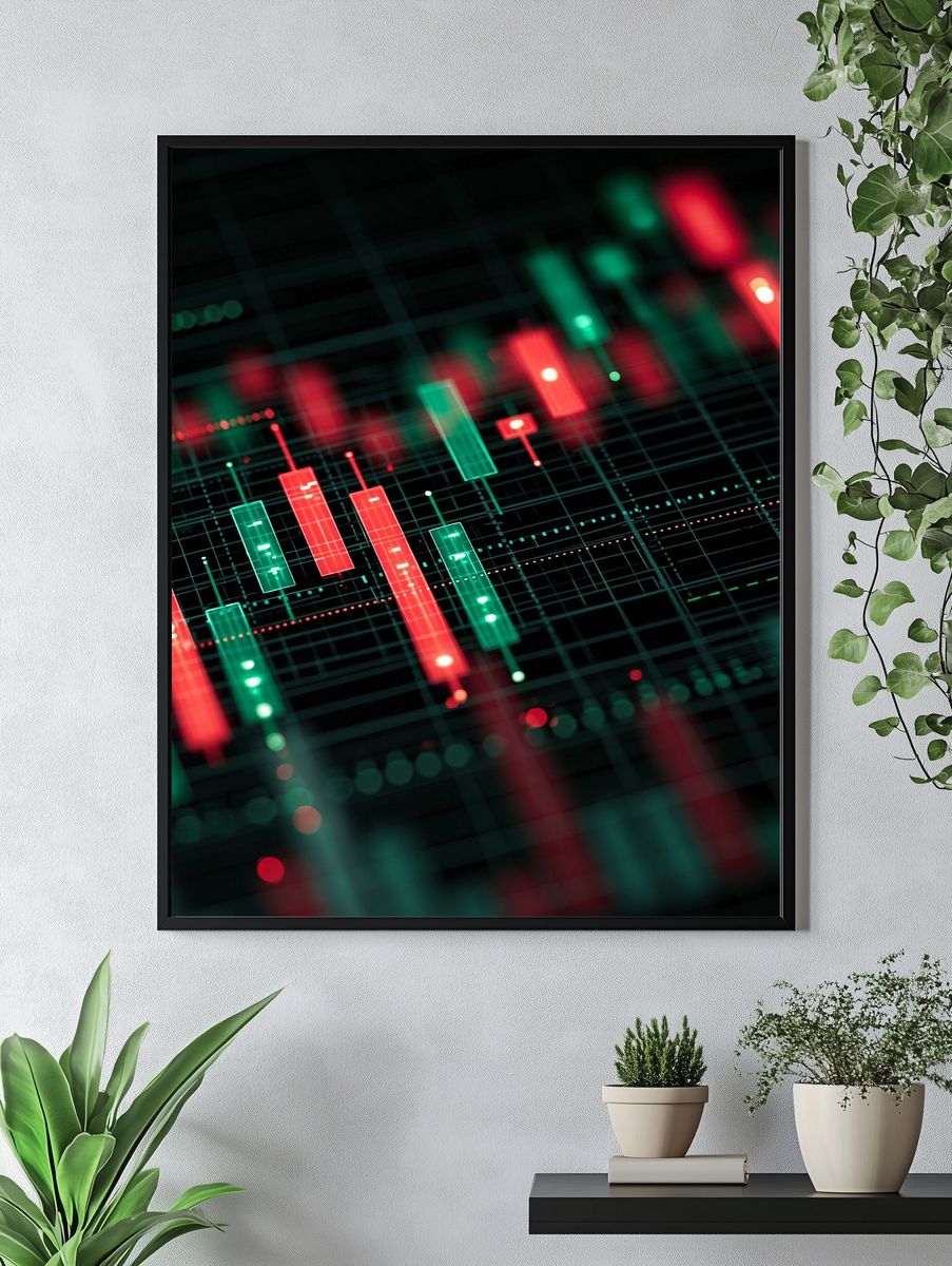 Neon Candlestick Chart Poster. — room view 4