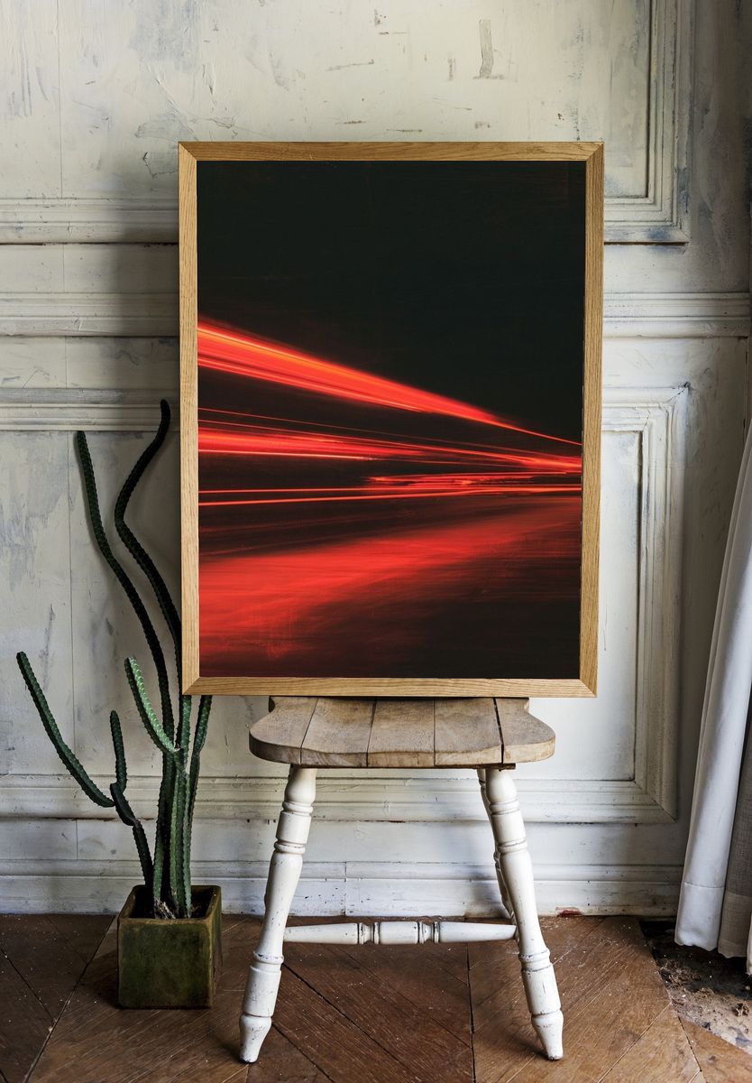 Red Light Streaks Abstract Poster. — room view 1