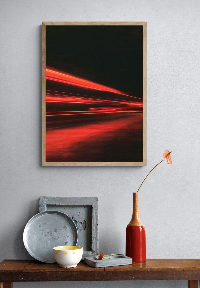 Red Light Streaks Abstract Poster. — room view 3