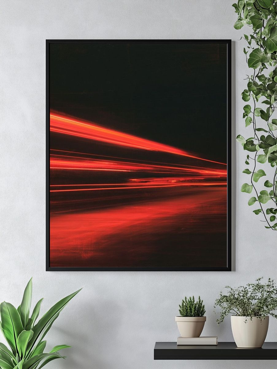 Red Light Streaks Abstract Poster. — room view 4