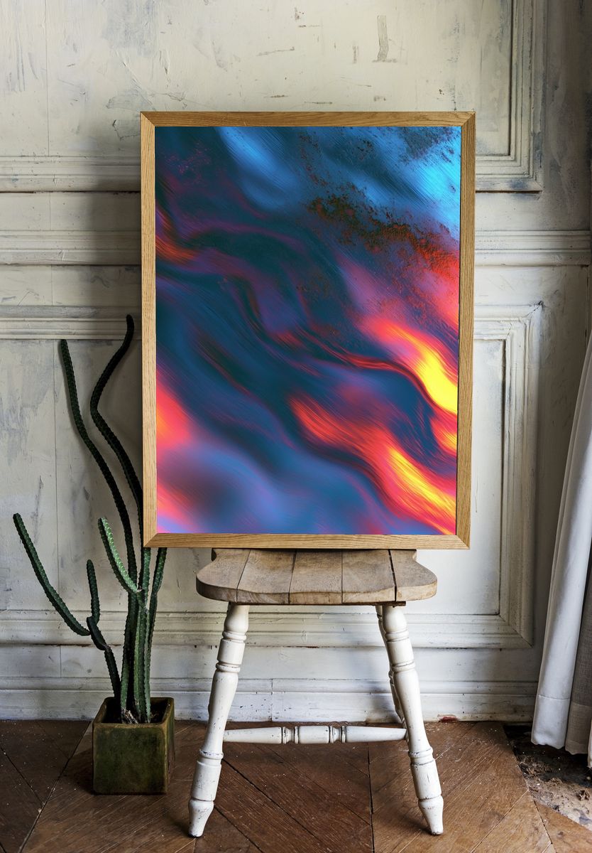 Neon Color Flow Abstract Poster. room preview