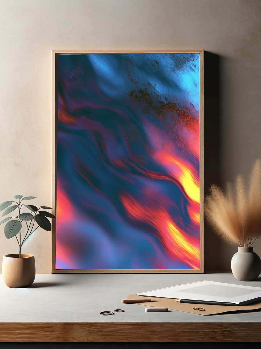 Neon Color Flow Abstract Poster. — room view 2