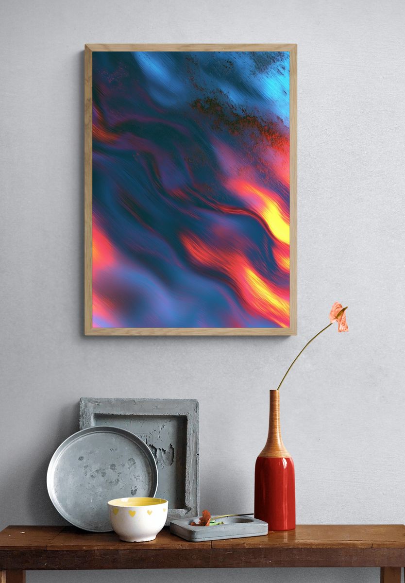Neon Color Flow Abstract Poster. — room view 3