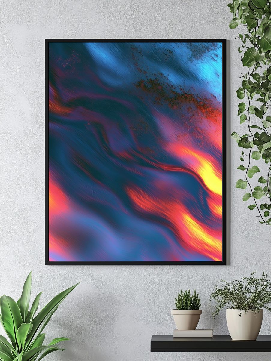 Neon Color Flow Abstract Poster. — room view 4