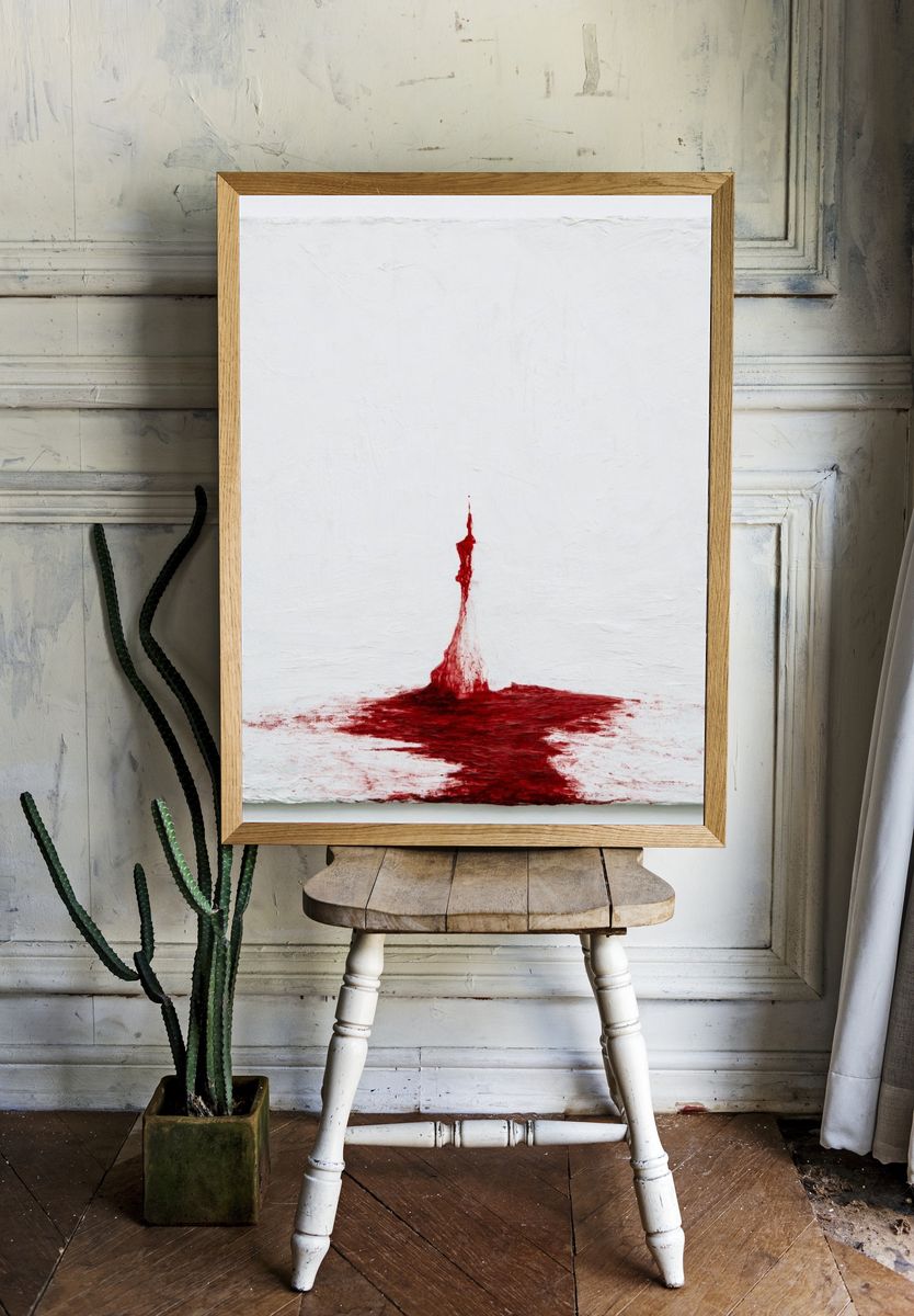 Red Splash Abstract Poster. — room view 1