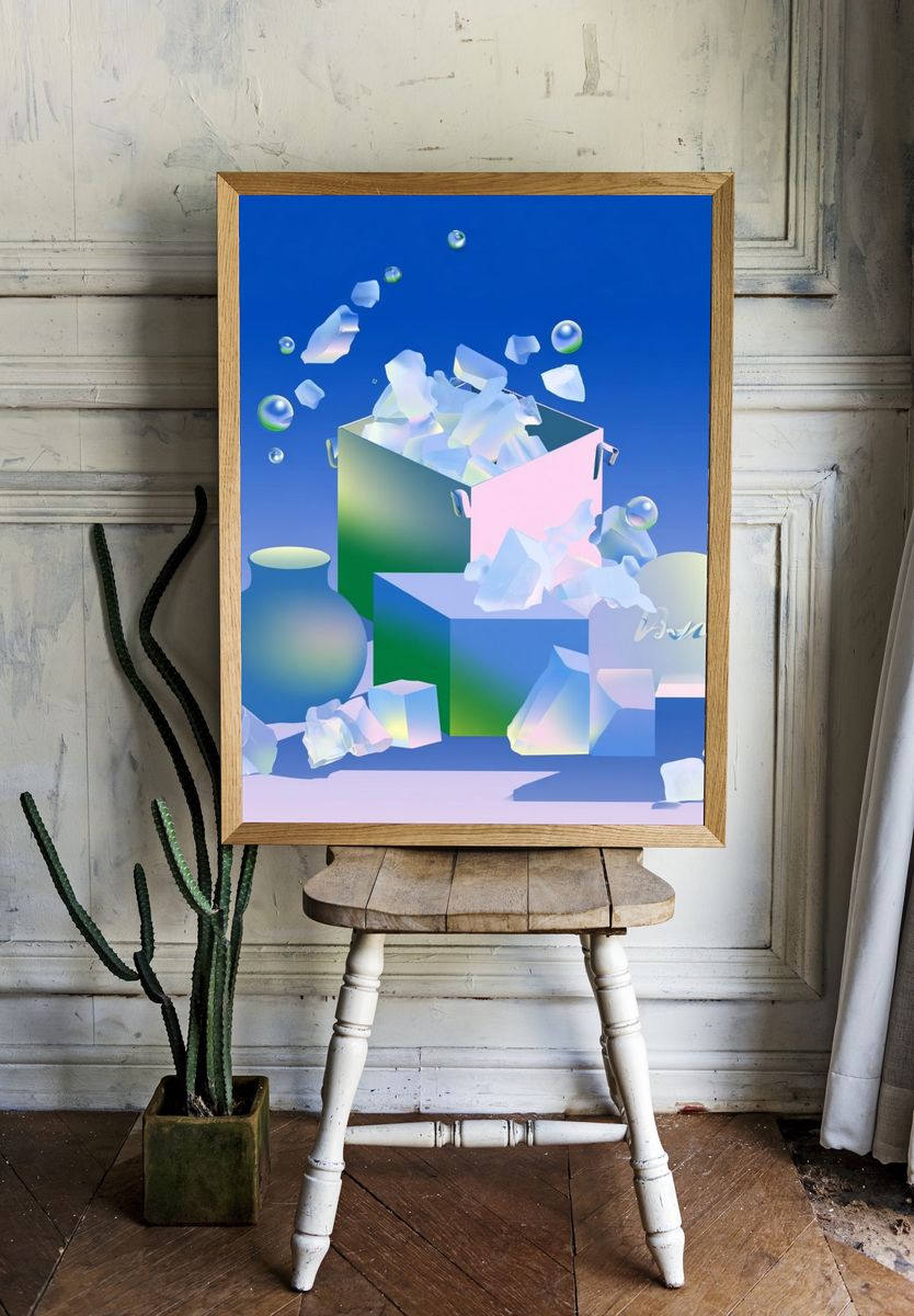 Iridescent Still Life Abstract Poster. — room view 1