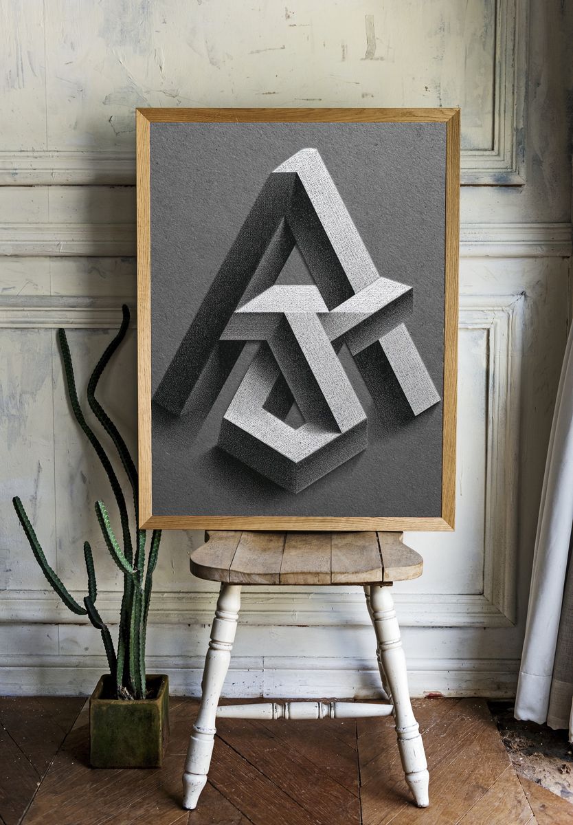 Impossible Triangle Abstract Poster. — room view 1