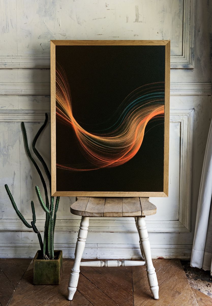 Ember Wave Abstract Print. — room view 1