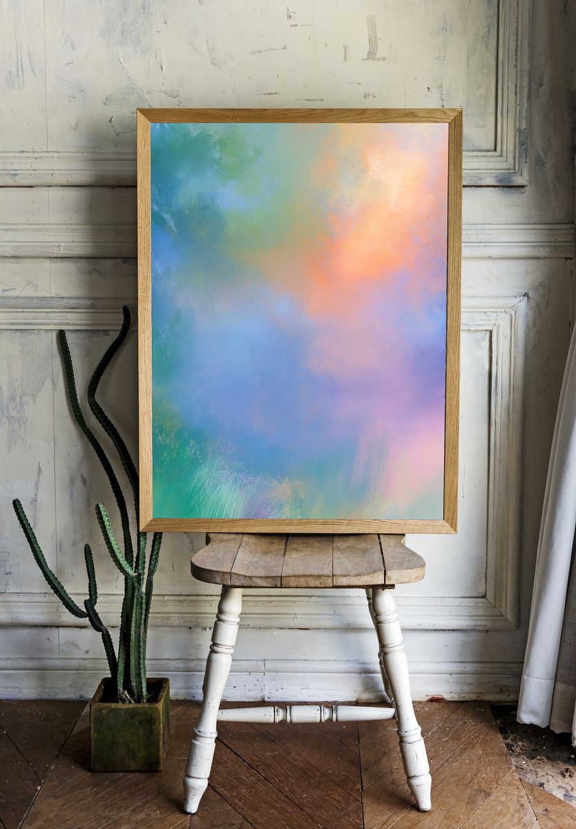 Pastel Cloudscape Abstract Poster. — room view 1