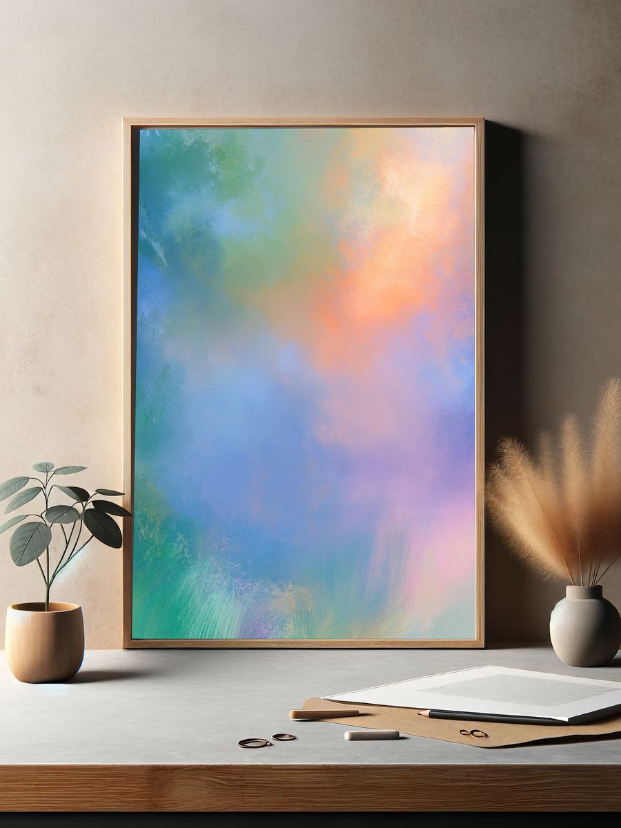 Pastel Cloudscape Abstract Poster. — room view 2
