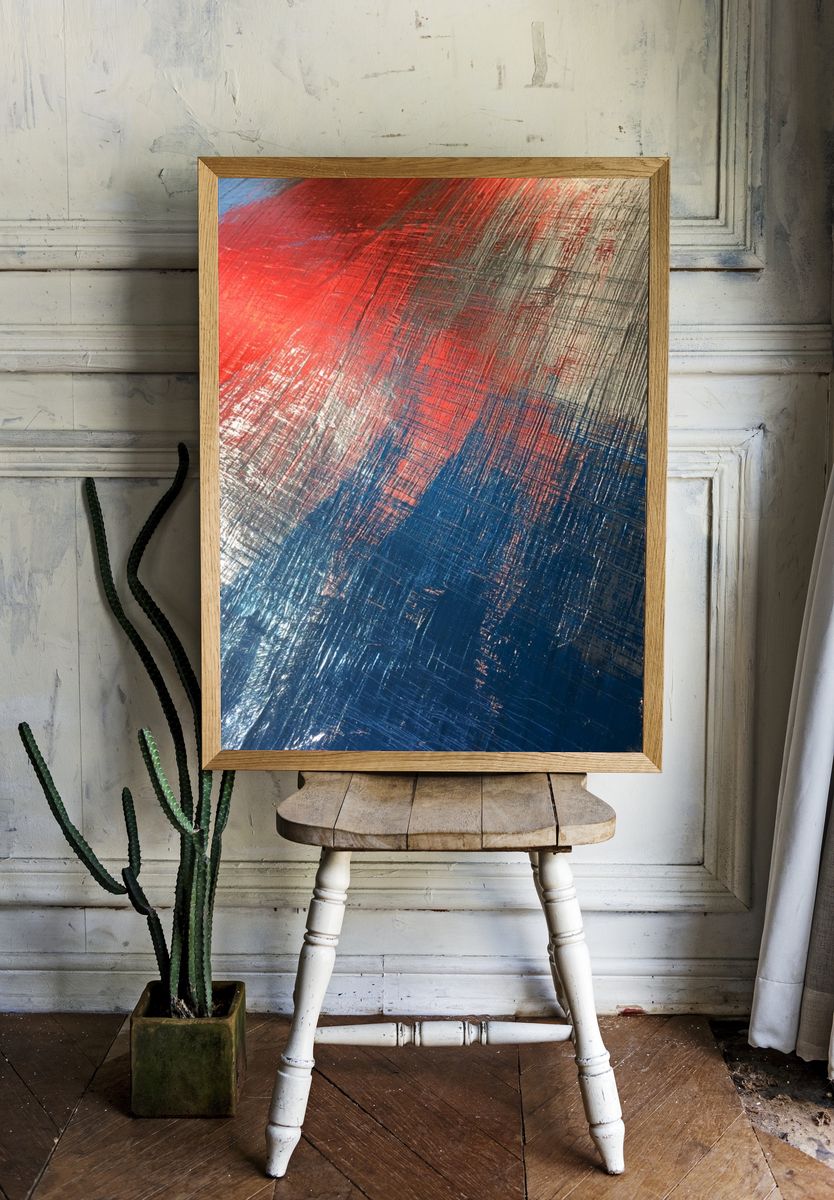 Red Blue Brushstroke Abstract Poster. room preview