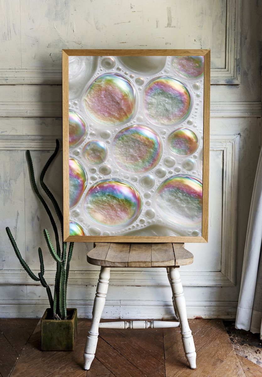 Iridescent Bubble Abstract Poster. — room view 1