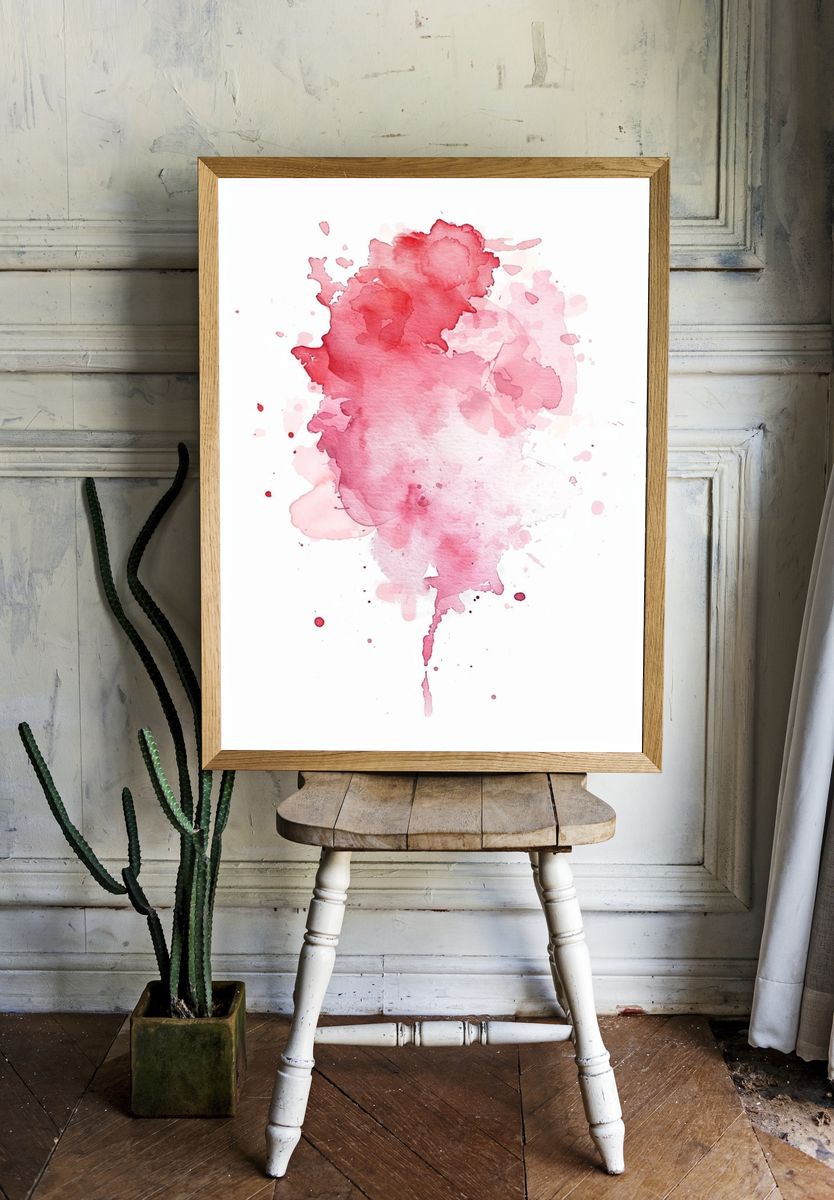 Pink Watercolor Splash Poster. — room view 1