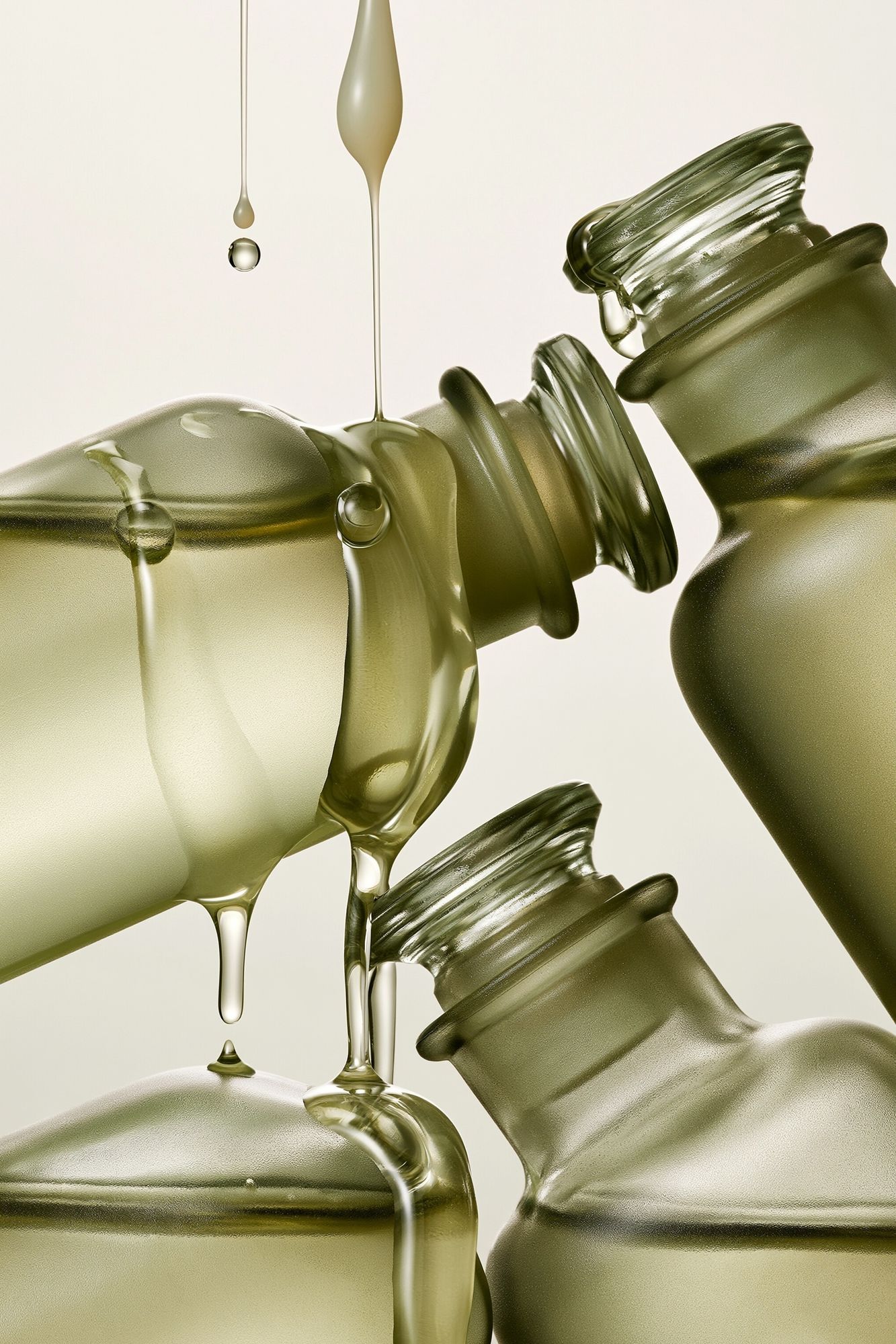 Olive Glass Bottles Abstract Print. poster — abstract art