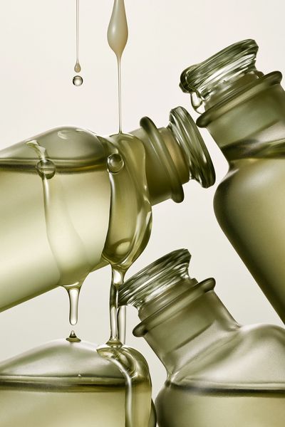 Olive Glass Bottles Abstract Print.