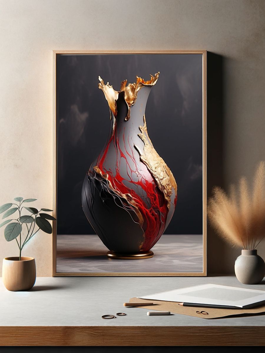 Iridescent Water Spiral Abstract Poster. — room view 2