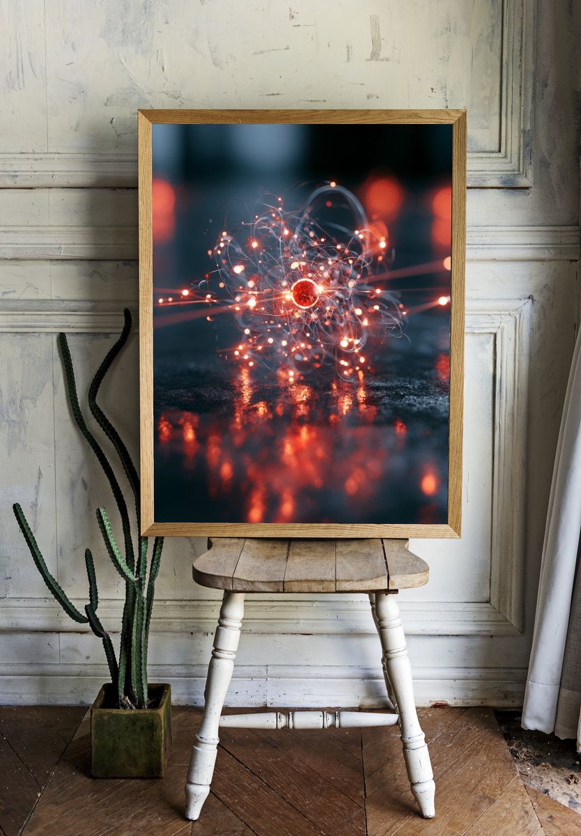 Glowing Particle Burst Abstract Poster. room preview