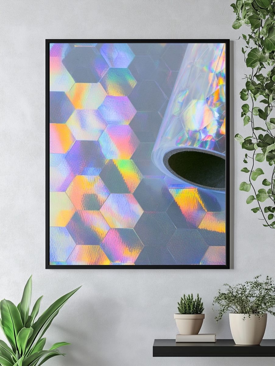 Holographic Hexagon Pattern Poster. — room view 4