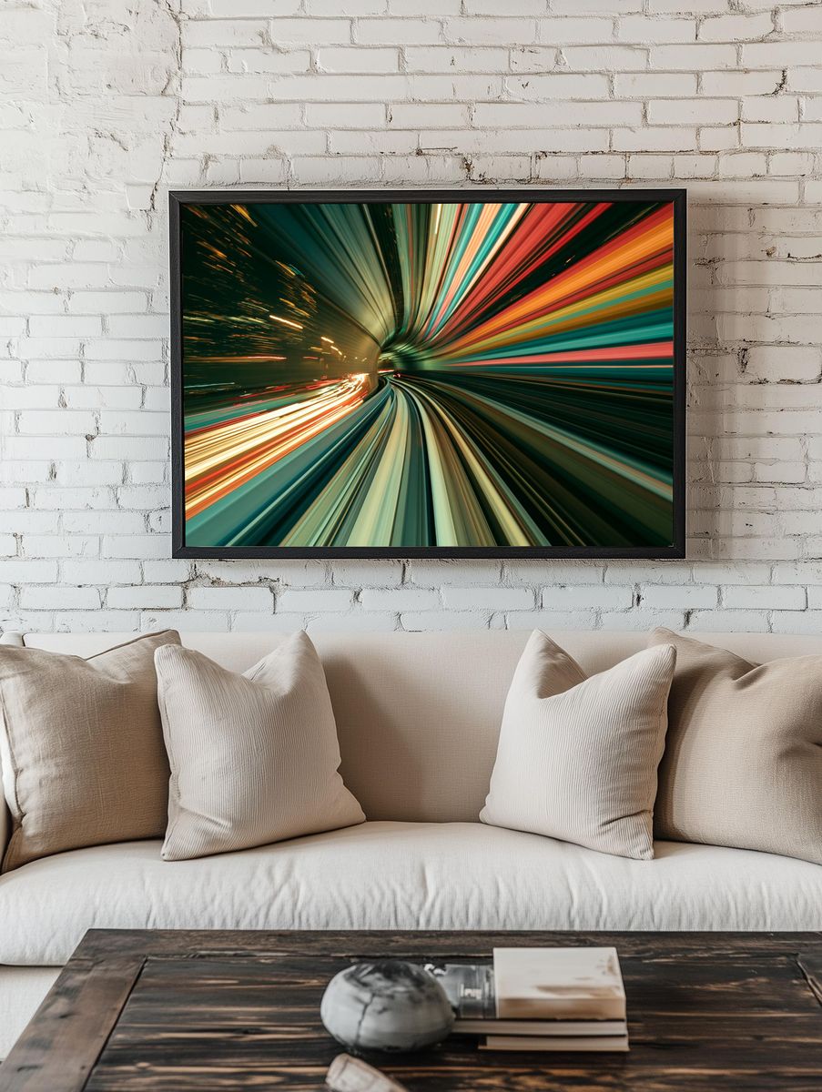 Neon Light Tunnel Abstract Poster. room preview