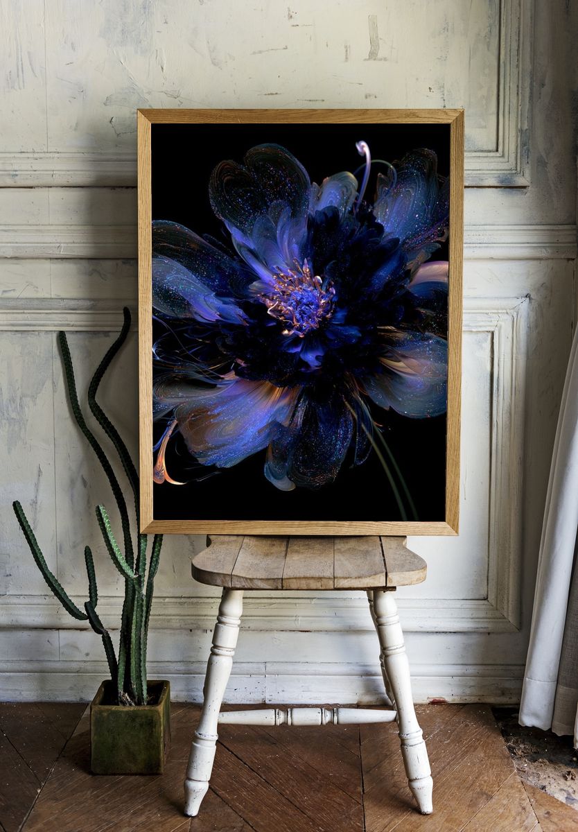 Cosmic Bloom Abstract Poster. room preview