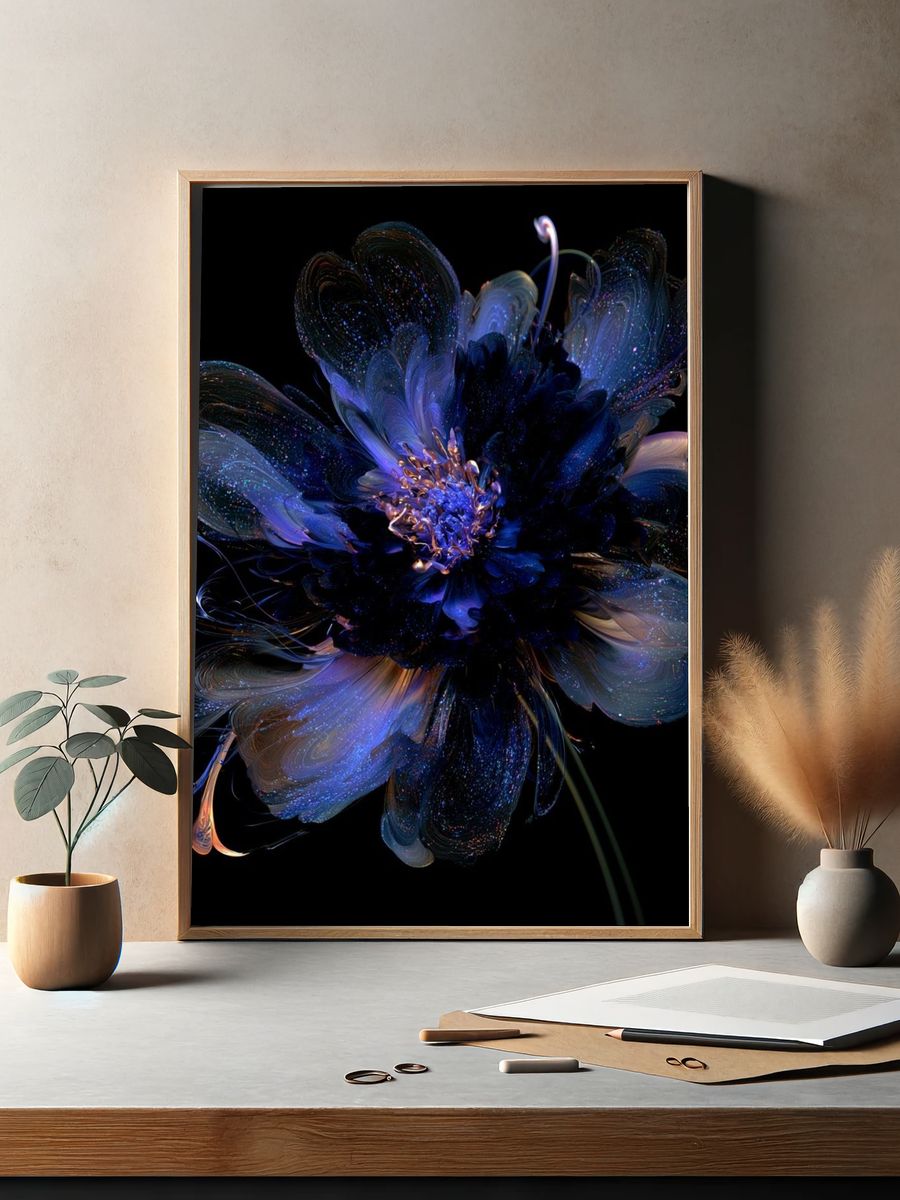 Cosmic Bloom Abstract Poster. — room view 2