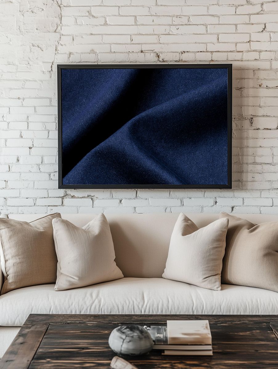 Deep Indigo Denim Texture Poster. room preview