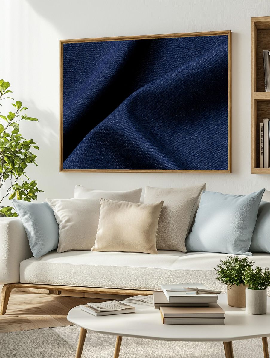 Deep Indigo Denim Texture Poster. — room view 2