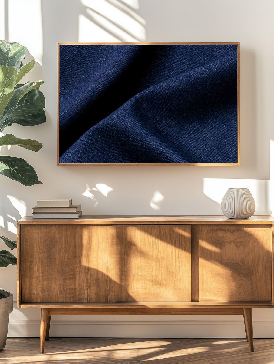 Deep Indigo Denim Texture Poster. — room view 3