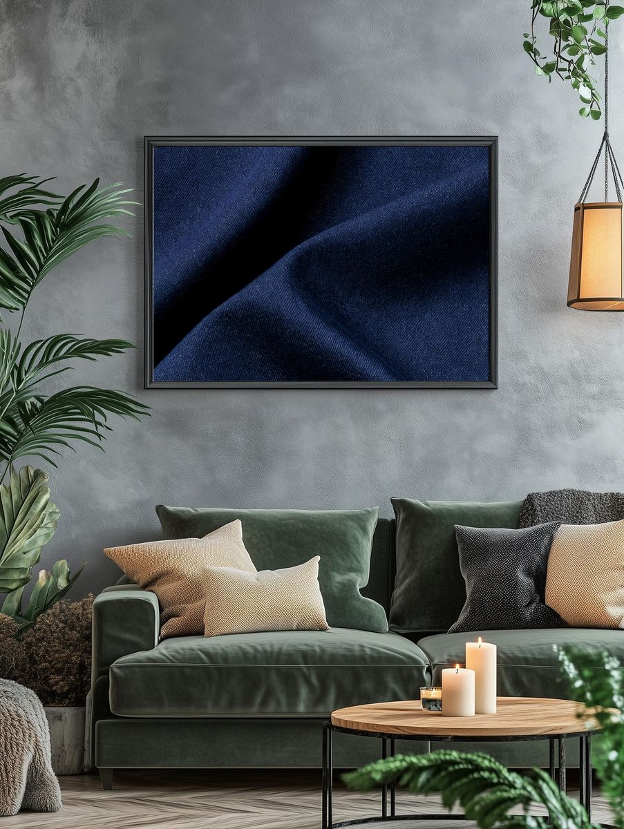 Deep Indigo Denim Texture Poster. — room view 4
