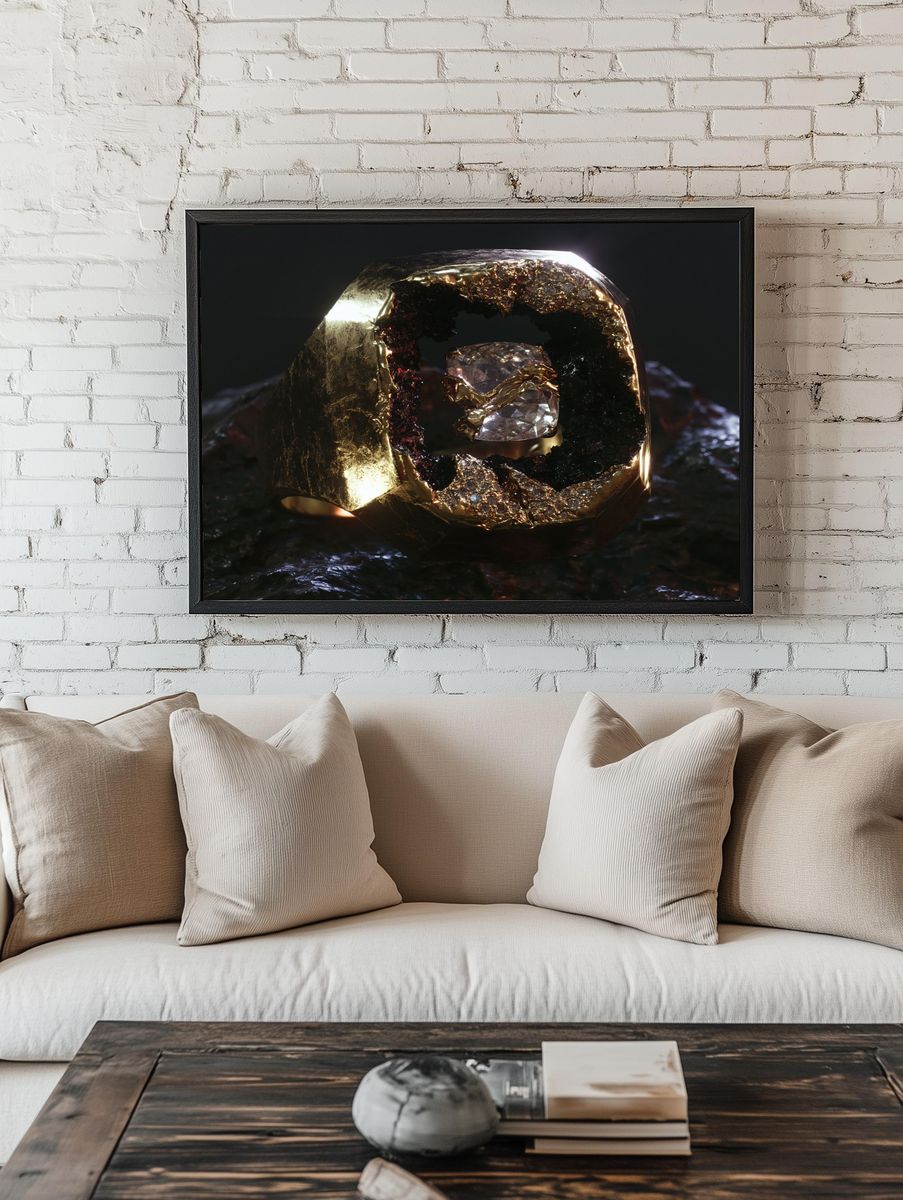 Gilded Crystal Orb Abstract Poster. — room view 1