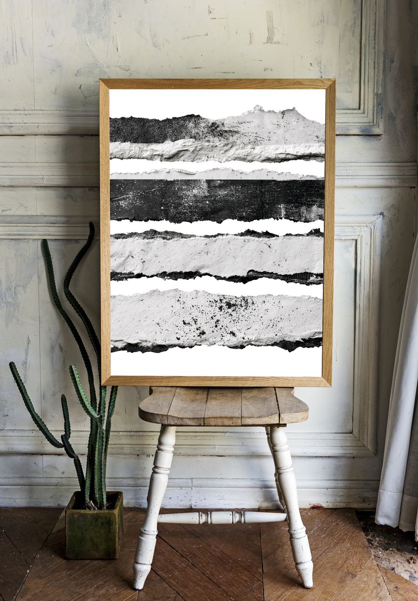 Torn Paper Stripes Abstract Print. room preview